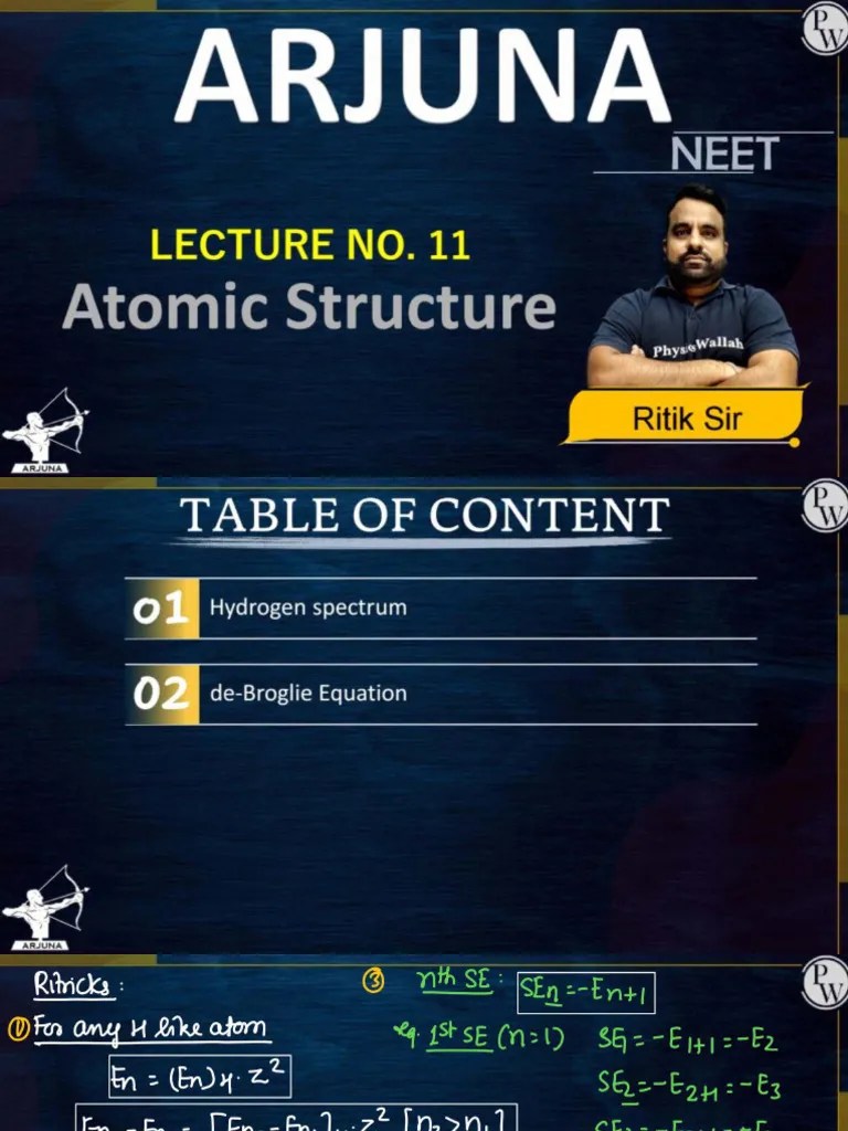 Atomic Structure 11 - Class Notes - Arjuna NEET 2023 | PDF