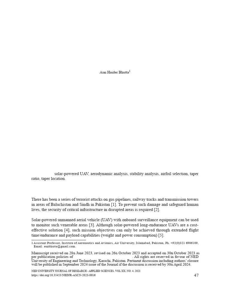 Aerodynamic Optimisation And Stability Analysis Of Solar-Powered ...