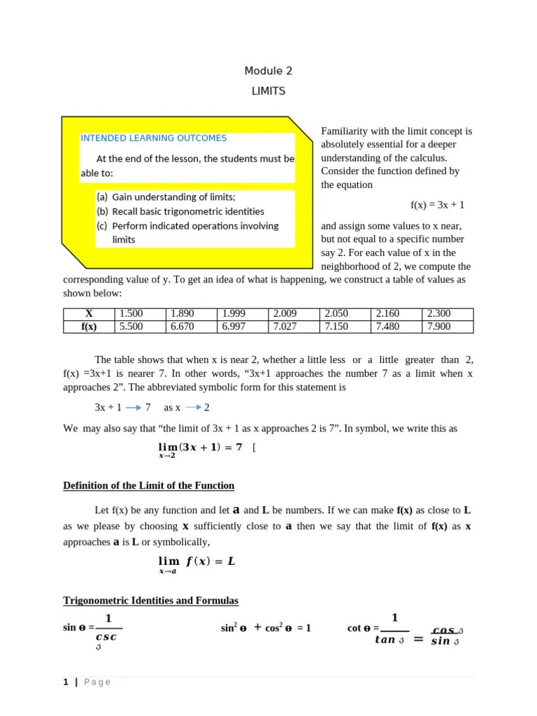 Module-2 | PDF | Trigonometric Functions | Limit (Mathematics)