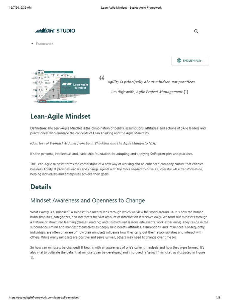 Lean-Agile Mindset - Scaled Agile Framework | PDF | Agile Software ...