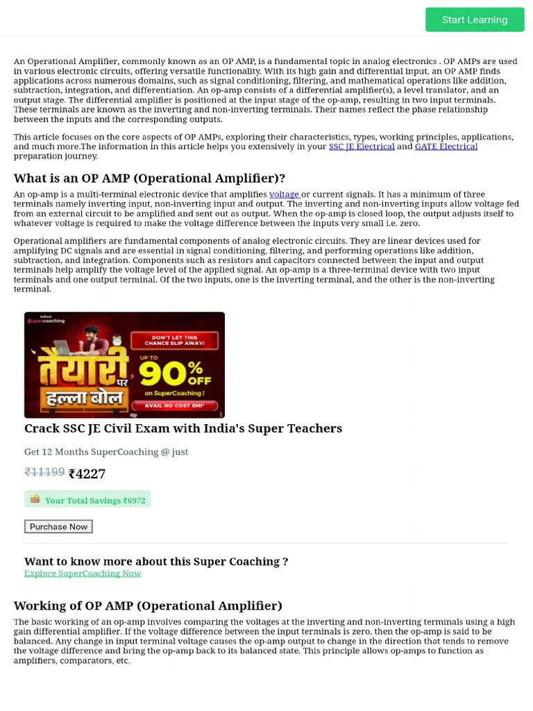 OP AMP (Operational Amplifier)_ Know Working, Types (Inverting & Non ...