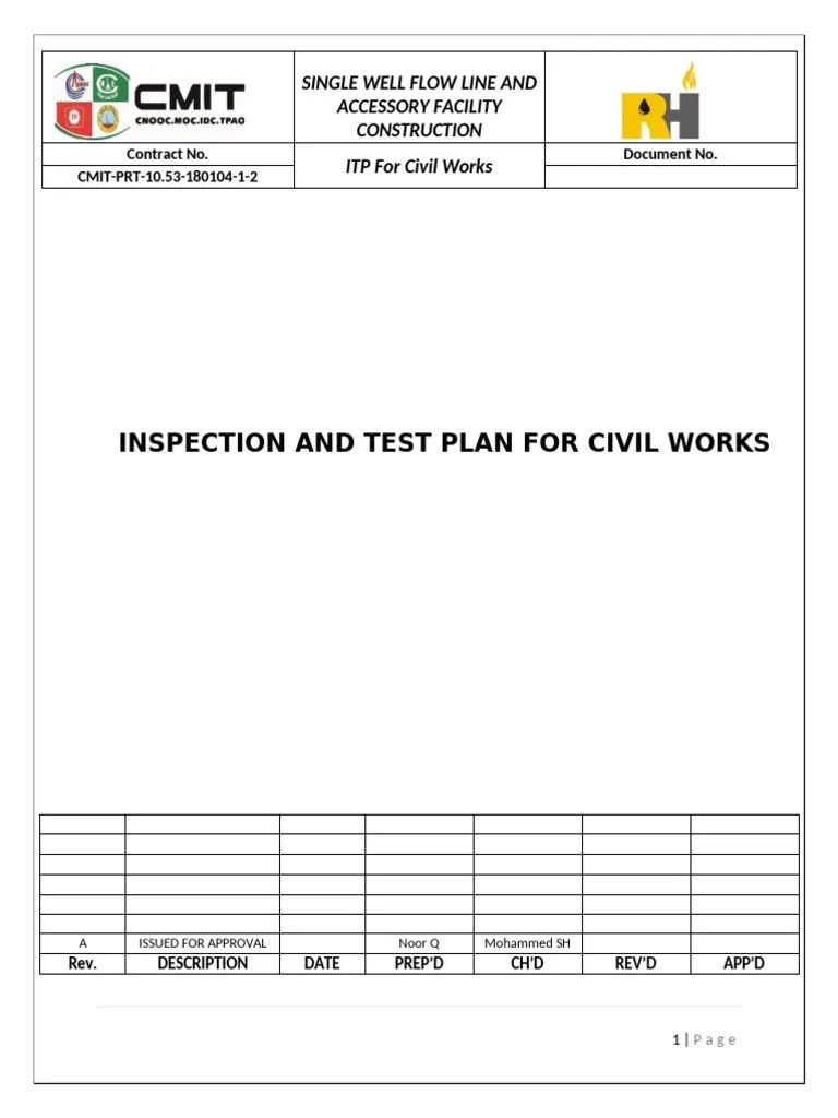 Itp-for-civil-works (1) | PDF | Concrete | Road Surface