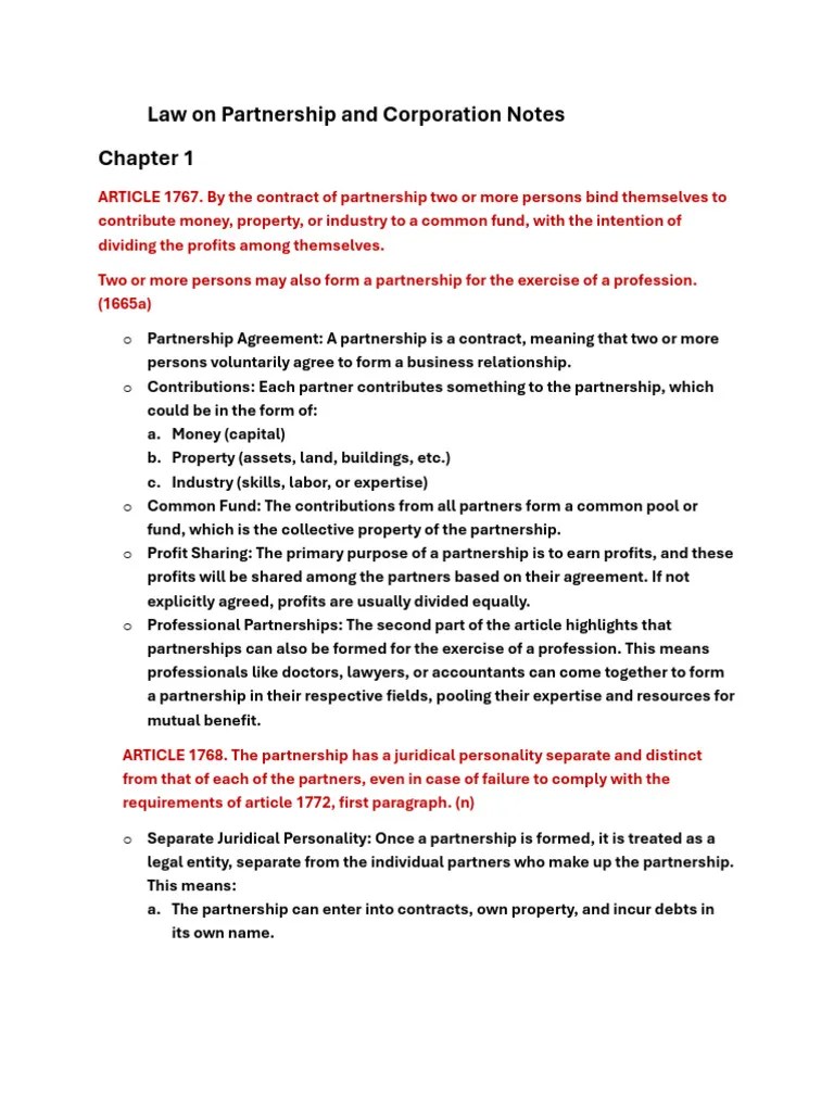 Law-ch1-notes | PDF | Partnership | Limited Partnership