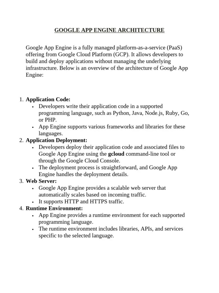 GOOGLE APP ENGINE ARCHITECTURE | PDF | Software Development ...