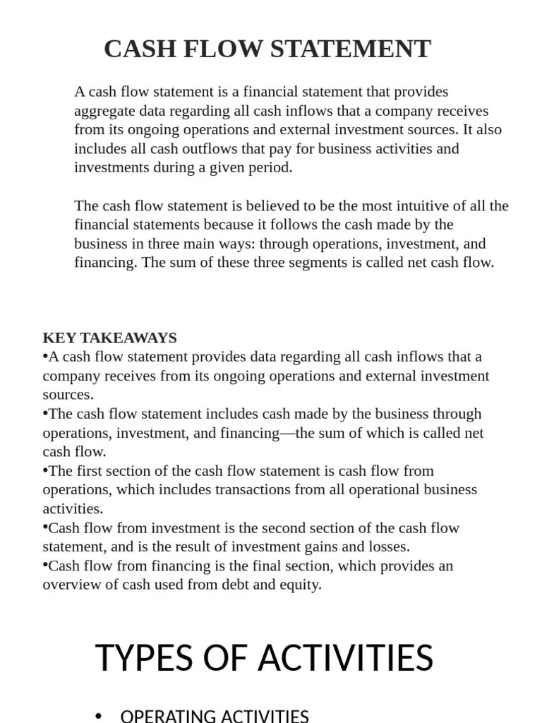 CASH FLOW STATEMENT | PDF | Cash Flow Statement | Investing