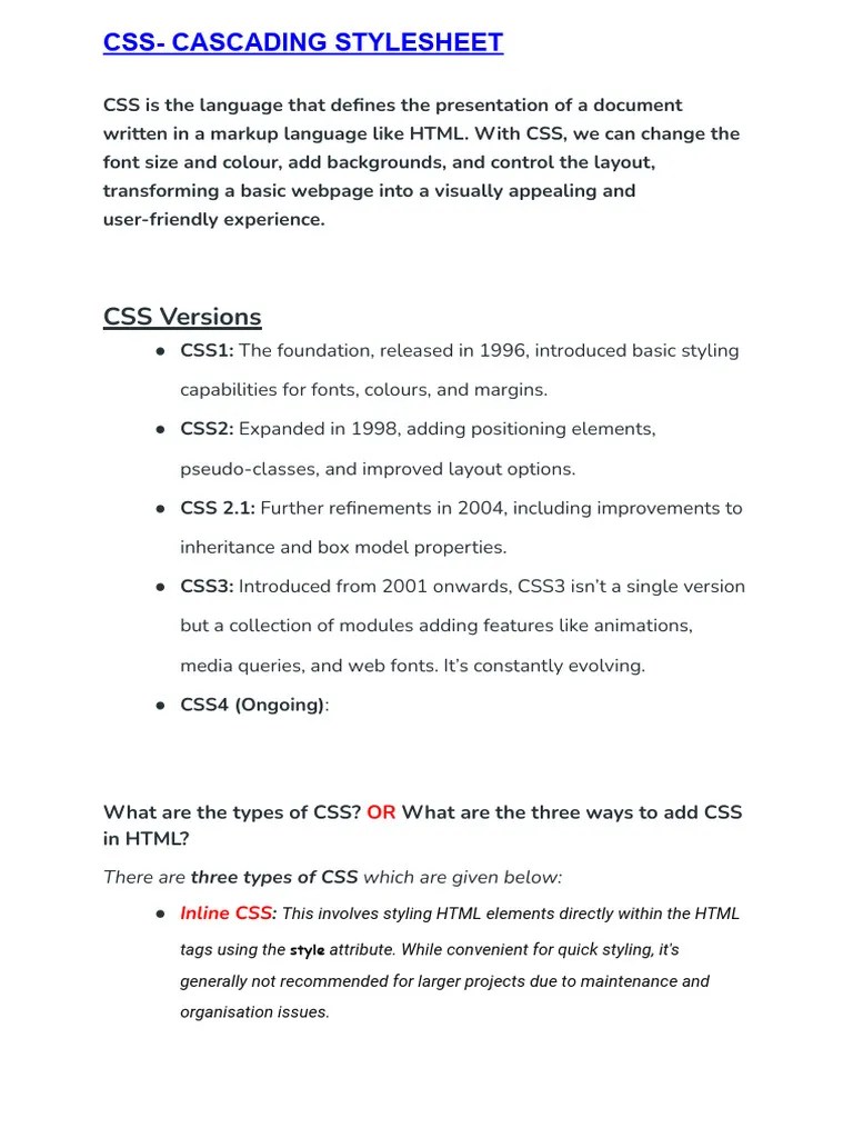 CSS | PDF | Html Element | Html