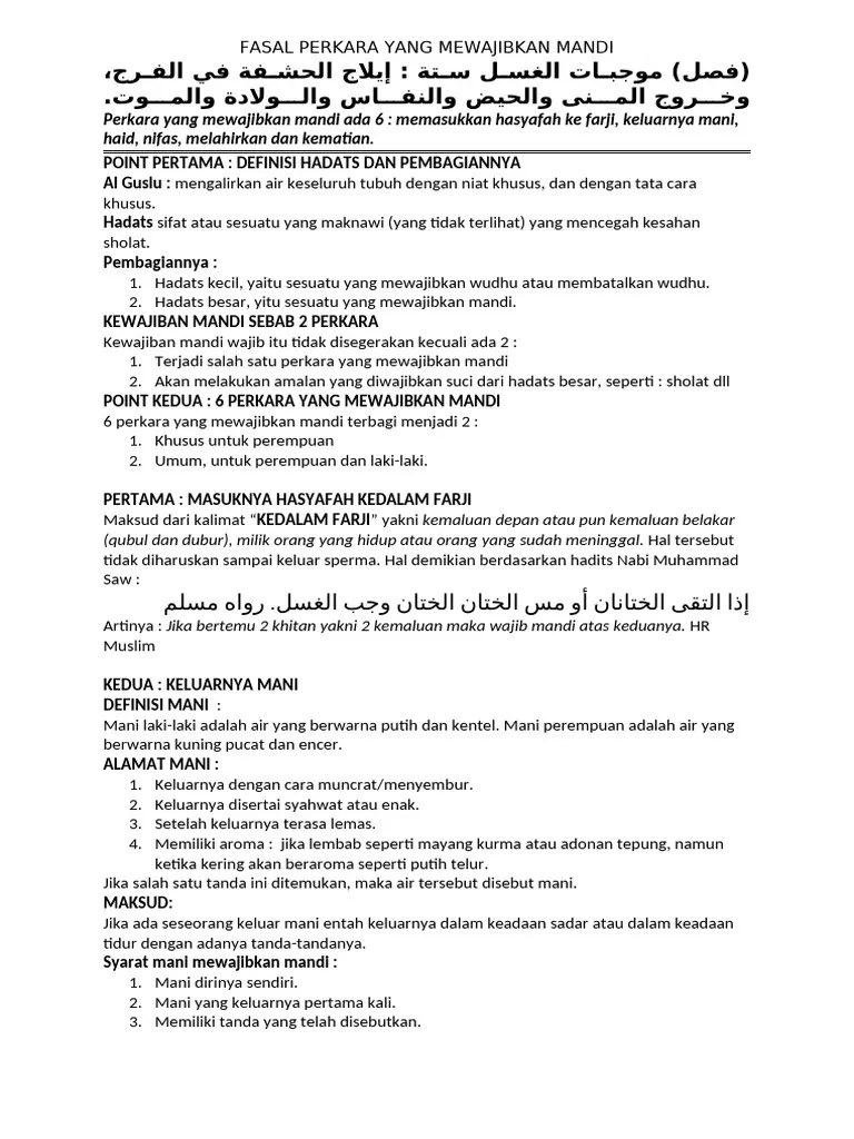 FASAL PERKARA YANG MEWAJIBKAN MANDI | PDF