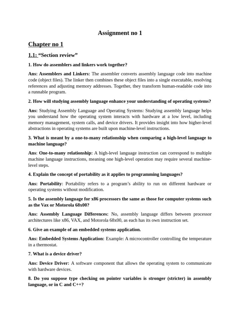 Assignment No 1 Assembly Language | PDF | Random Access Memory ...