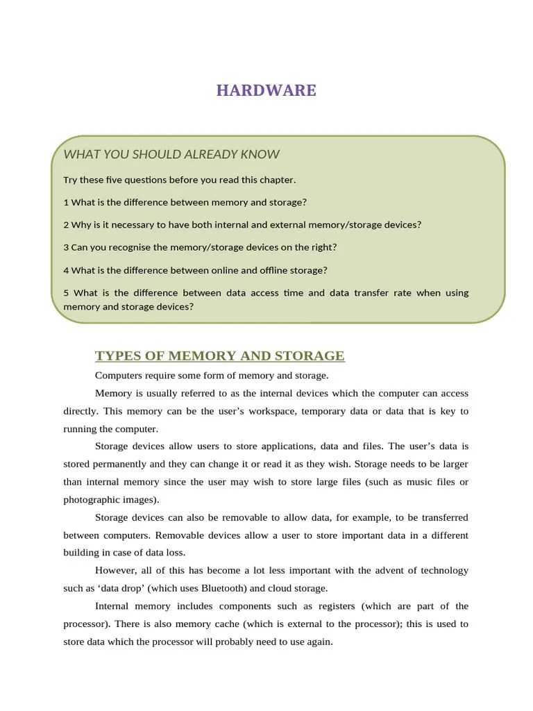Hardware | PDF | Random Access Memory | Computer Data Storage