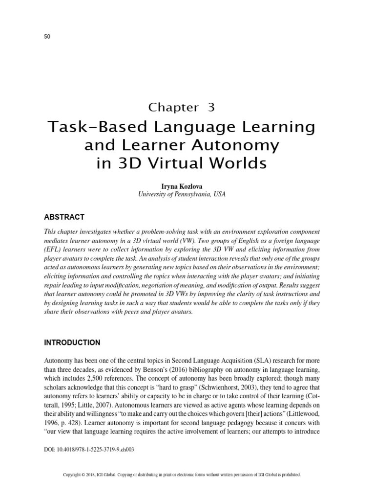 Task Based Language Learning And Learner | PDF | Learning | Second ...