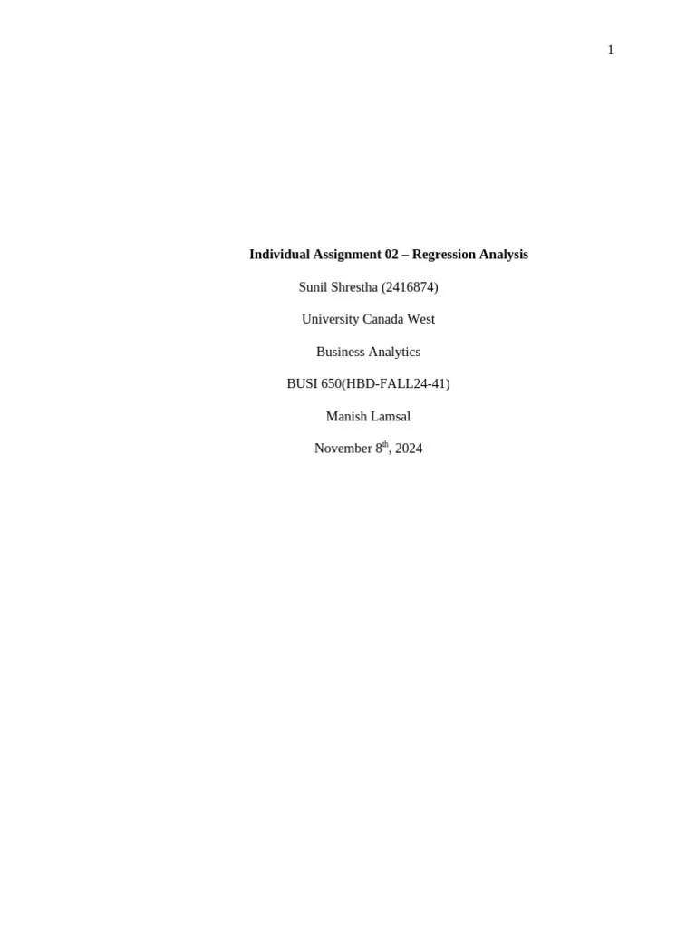 Assignment-Regression Analysis | PDF | Regression Analysis | Dependent ...