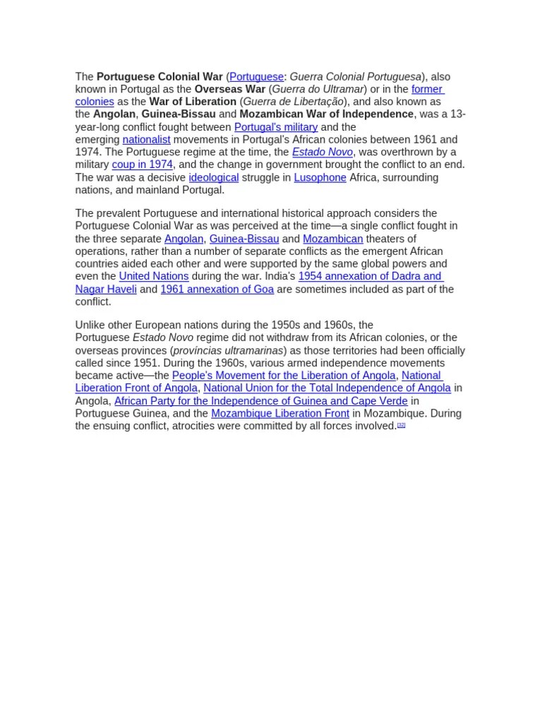 The Portuguese Colonial War Pdf
