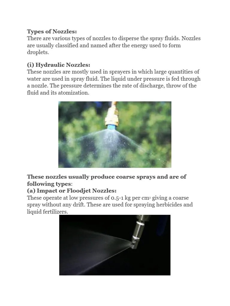 Types Of Agricultural Nozzles Explained Pdf