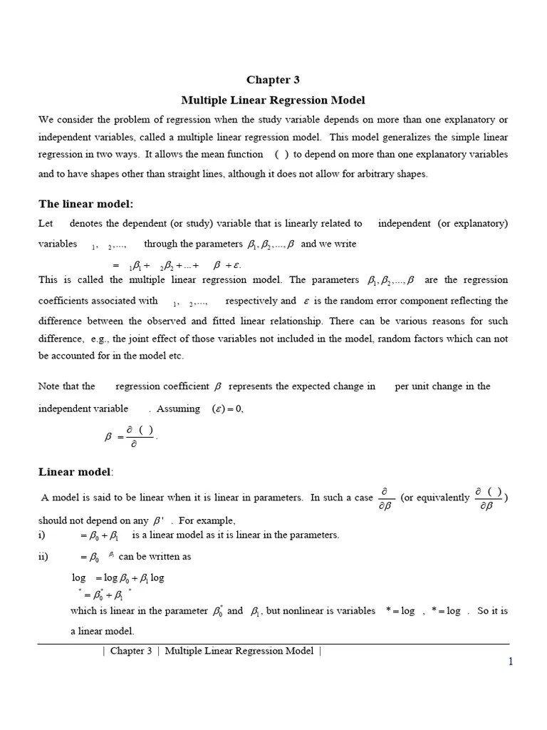 Chapter3 Econometrics MultipleLinearRegressionModel | PDF | Linear ...