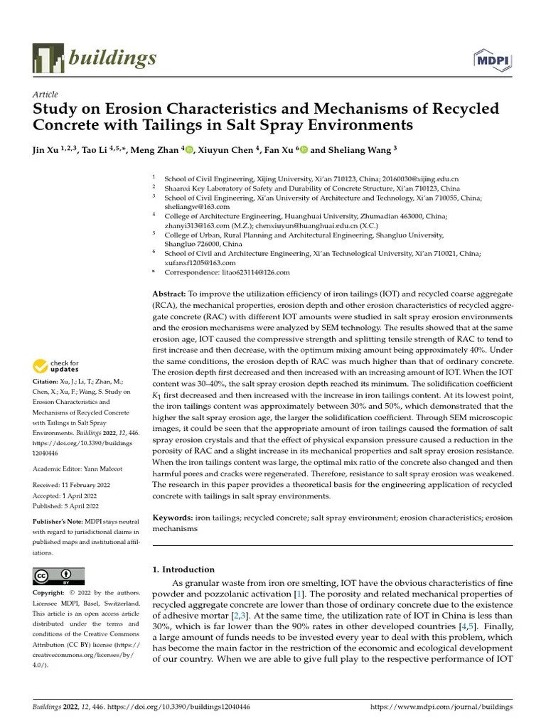 Study On Erosion Characteristics And Mechanisms Of | PDF | Concrete ...