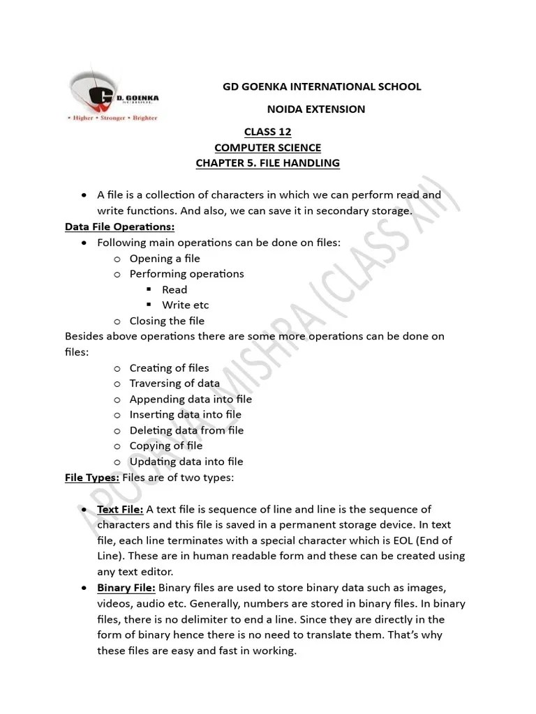 Chapter 5 (File Handling) | PDF | Computer File | Computer Data Storage