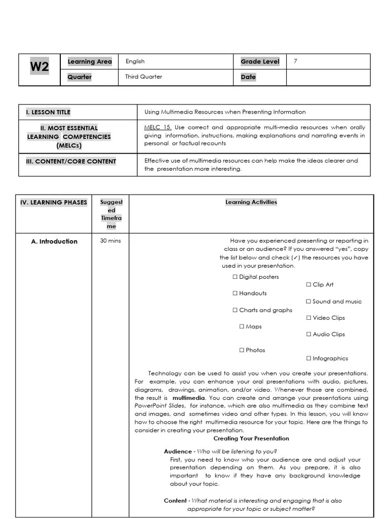 English 7 Q3 Week 2 (1) (1) | PDF | Multimedia | Infographics