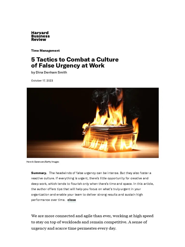 5 Tactics To Combat A Culture Of False Urgency At Work | PDF | Psychology