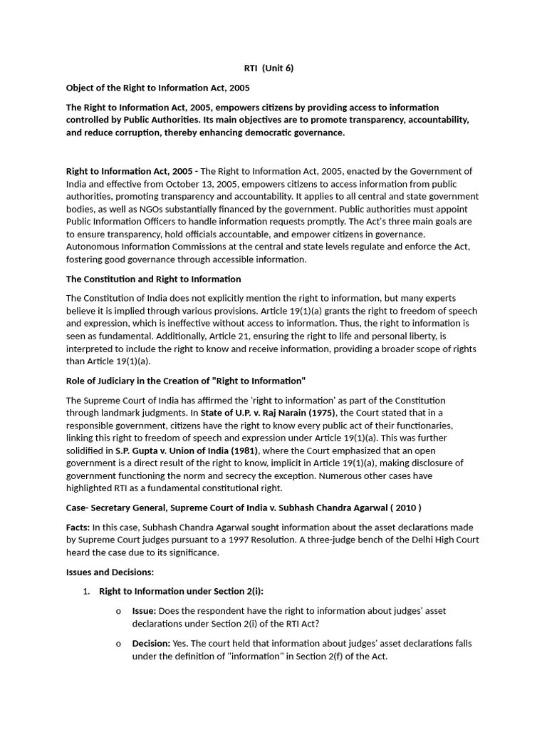 Rti New Final | PDF | Freedom Of Information Laws By Country | Human Rights