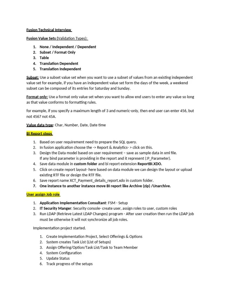 Fusion Interview | PDF | Oracle Corporation | Computing