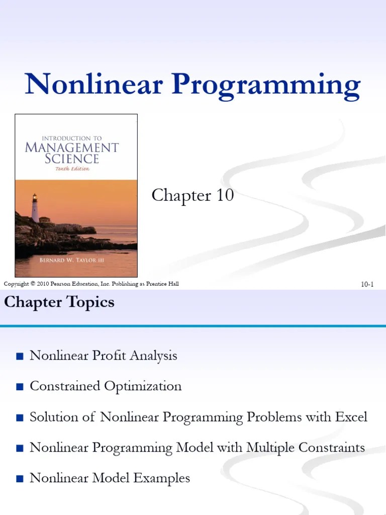 Lecture - Non - Linear Programming | PDF | Financial Risk | Mathematical Optimization