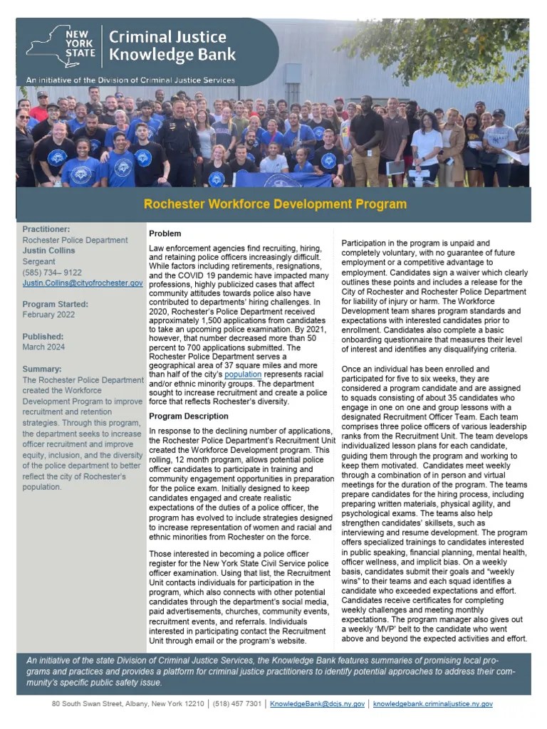 Rochester Police Workforce Development Program Pdf Recruitment