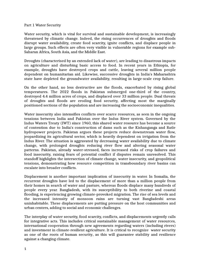 Water Security | PDF | Water Security | Drought