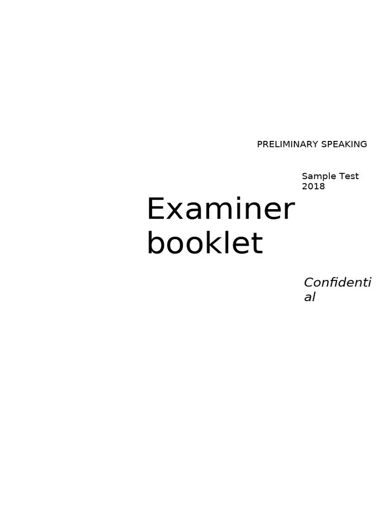 B1 Preliminary 2022 Sample Tests Speaking - Question Paper | PDF