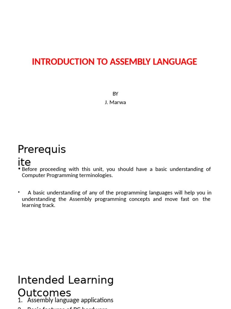 L1-Introduction To Assembly Language Programming | PDF | Assembly Language | Central Processing Unit