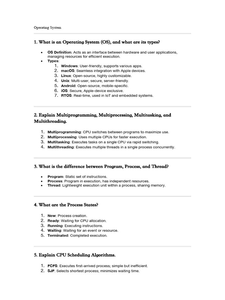 Operating System | PDF | Process (Computing) | Thread (Computing)