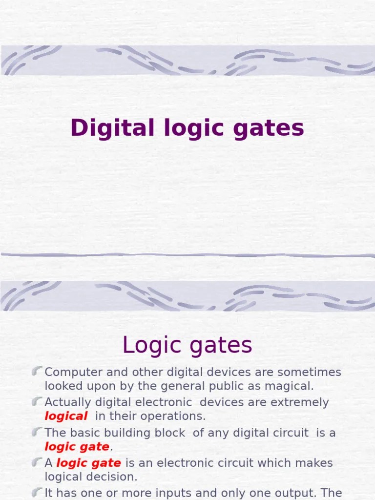 Lecture 04-Digital Logic Gates | PDF | Logic Gate | Digital Electronics