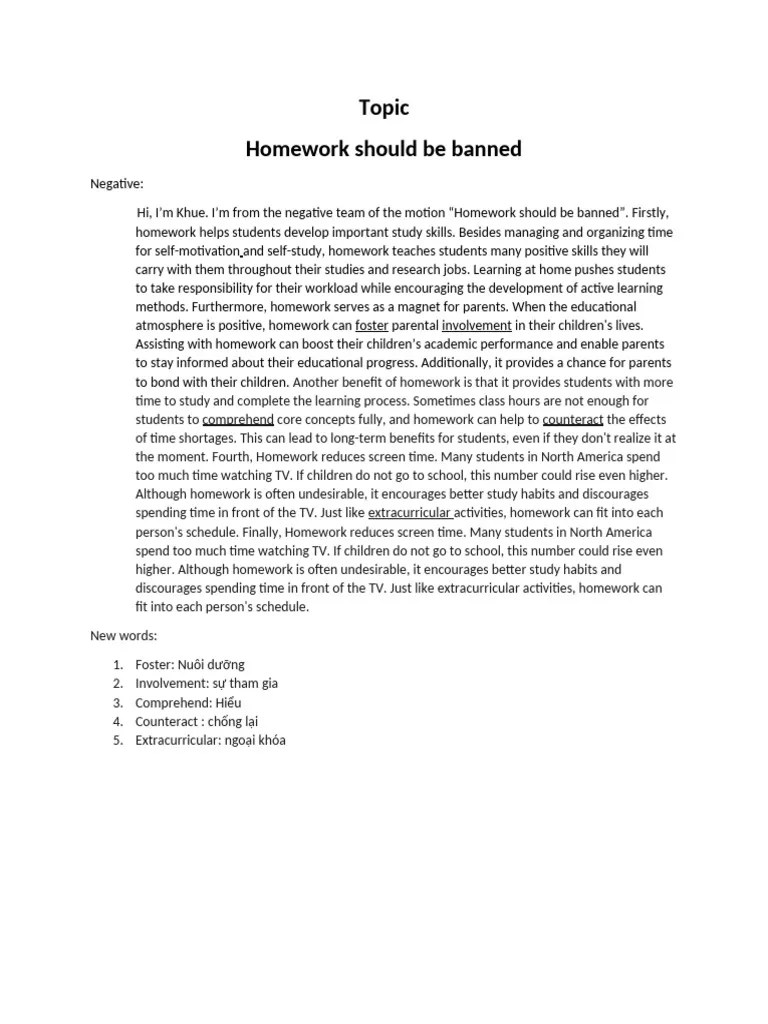 Homework Should Be Banned | PDF