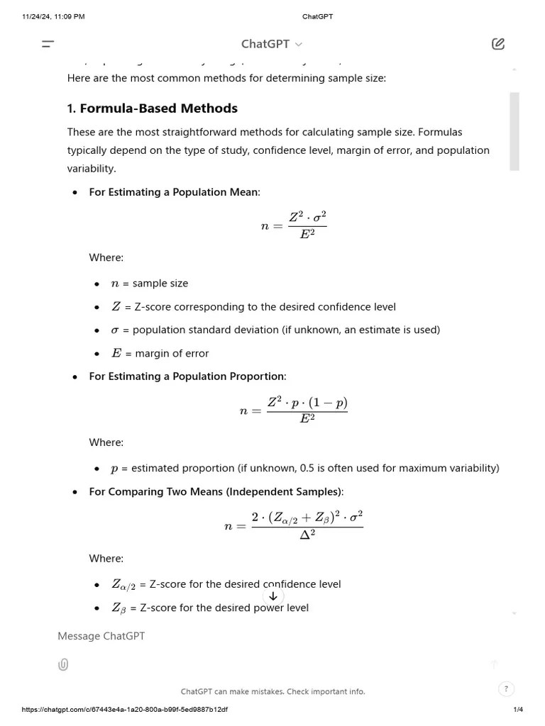 Sample Size Determination | PDF | Sample Size Determination | Standard Score