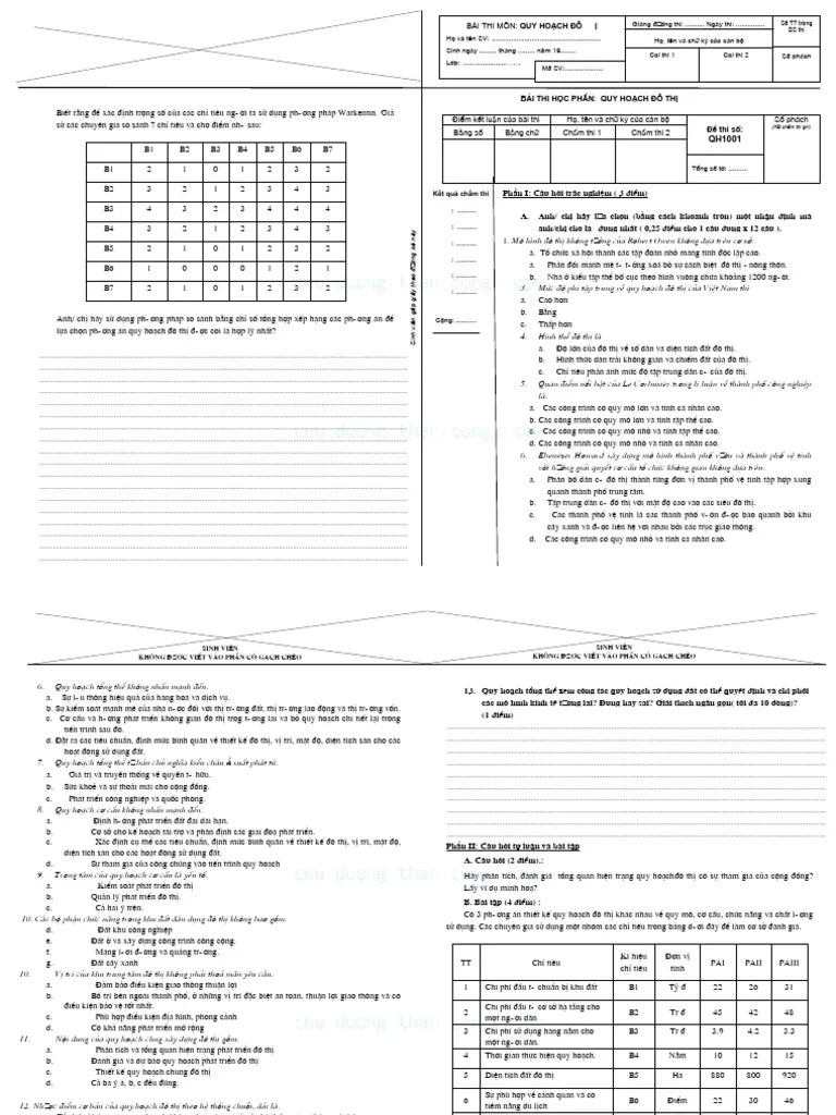 Quy-Hoach-Do-Thi - Bui-Thi-Hoang-Lan - Dethiqhdt1001 - (Cuuduongthancong - Com) | PDF