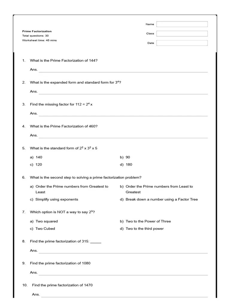 Prime Factorization | PDF | Exponentiation | Arithmetic