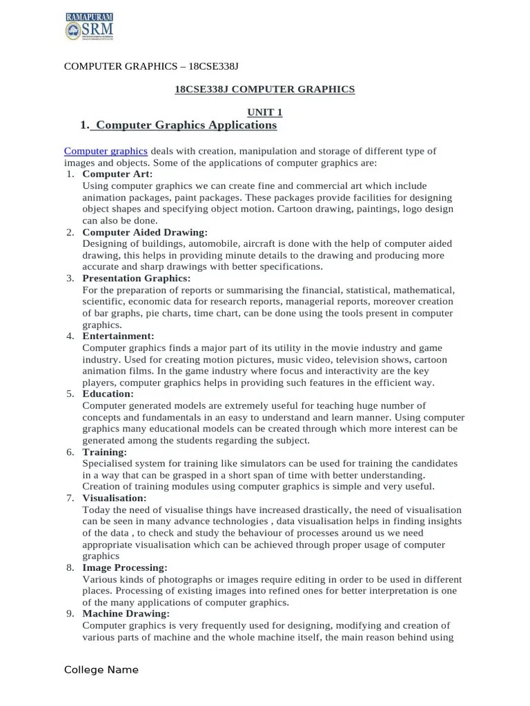 Graphics Unit 1 Notes | PDF | Shader | Printer (Computing)