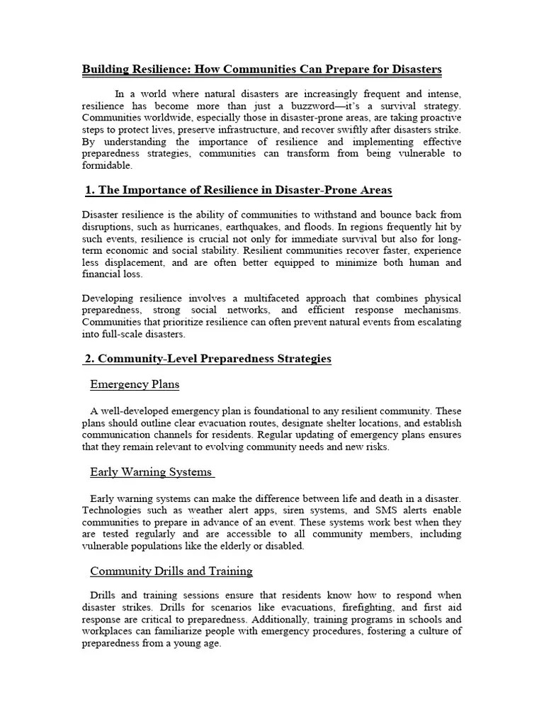 Building Resilience | PDF | Emergency Management | Natural Disasters