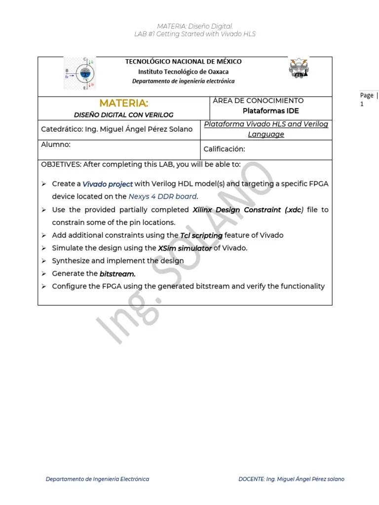 LAB#0 Getting Started With Vivado | PDF | Field Programmable Gate Array ...