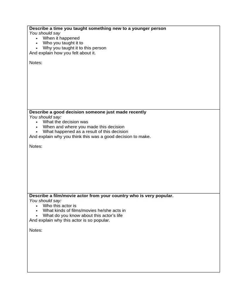 SPEAKING PART 2 | PDF