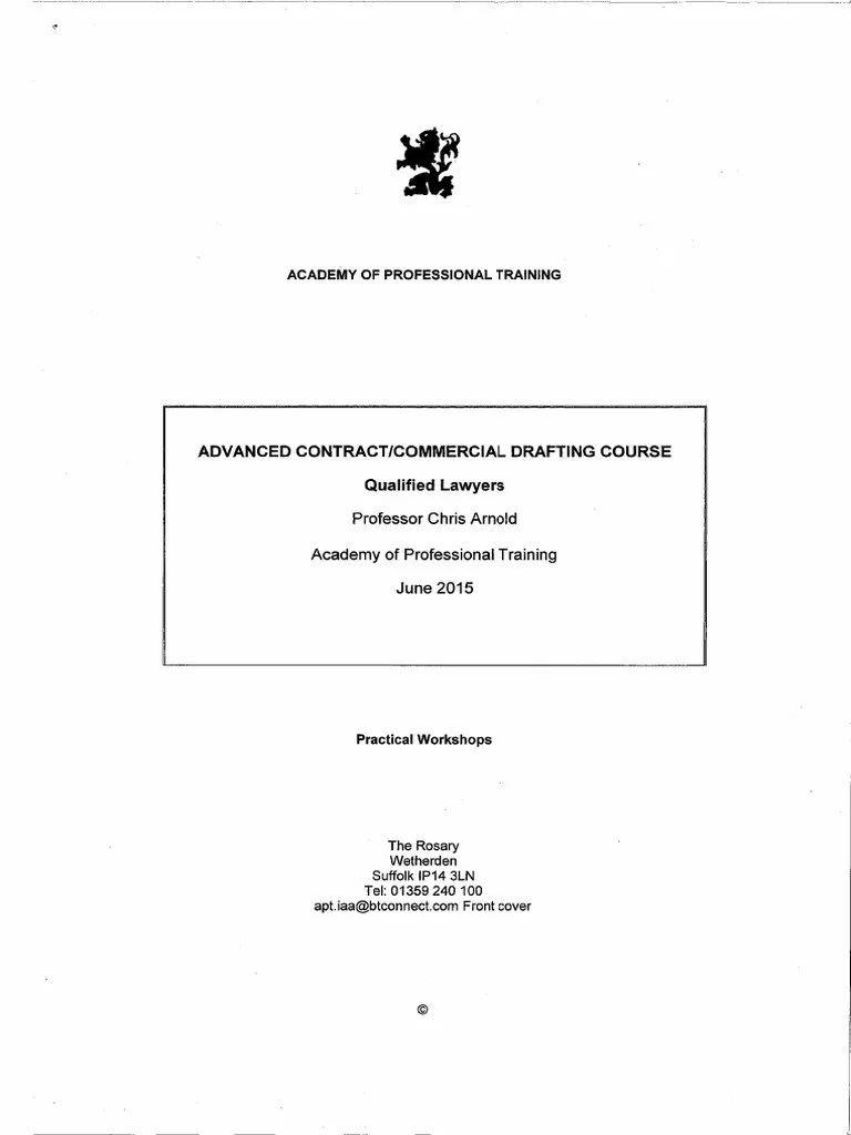 Advanced Contract And Commercial Drafting Course | PDF