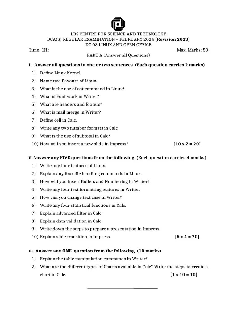 Linux & Open Office Exam Guide | PDF