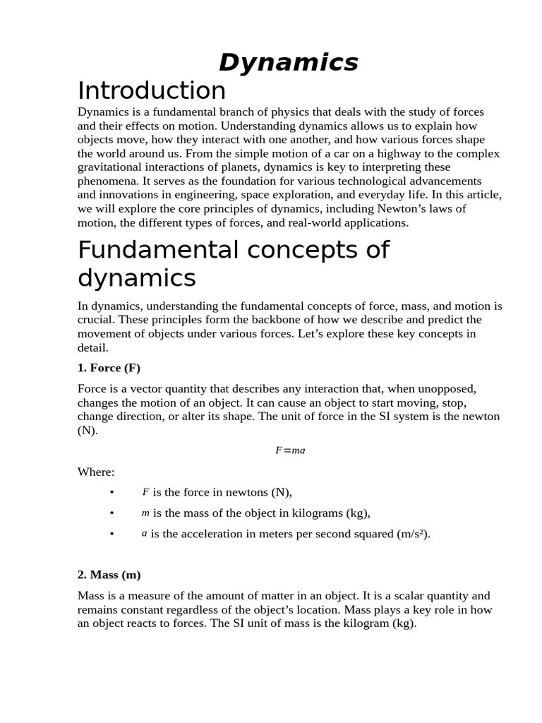 Dynamics | PDF | Force | Acceleration