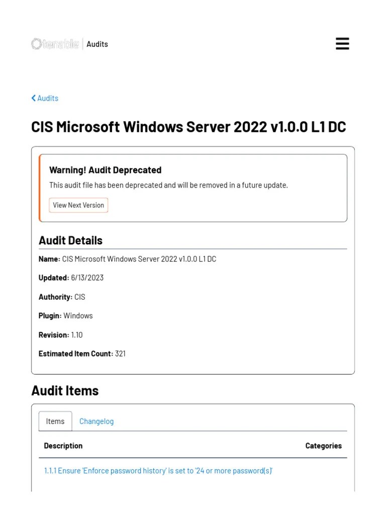CIS Microsoft Windows Server 2022 V1.0.0 L1 DC - Tenable | PDF | Password | Microsoft Exchange ...