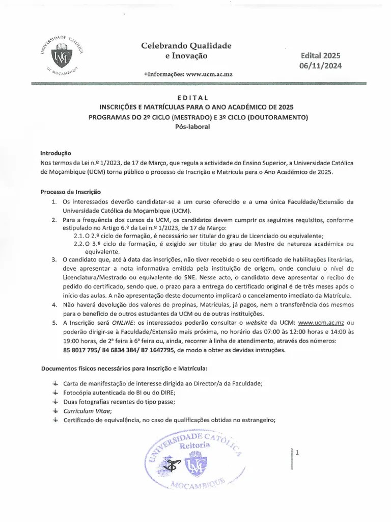 Edital 2025 De 06 De Novembro - Inscricoes E Matriculas Para O Ano ...