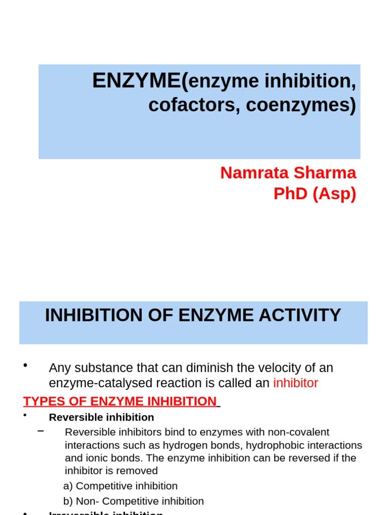 Enzyme(Inhibition Cofactors And Coenzymes) | PDF | Enzyme Inhibitor | Cofactor (Biochemistry)