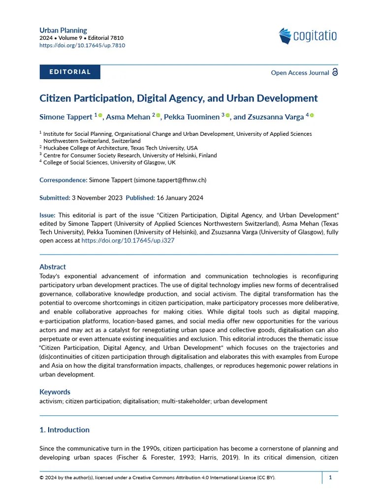 Citizen Participation Digital Agency And Urban Development