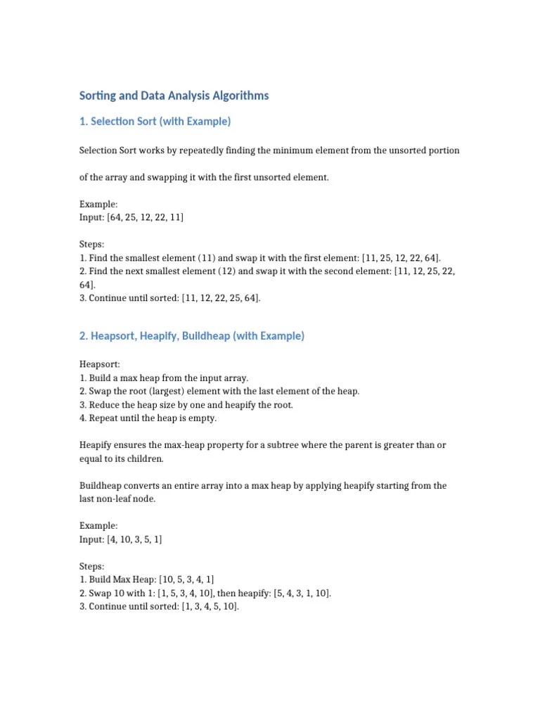 Sorting And Data Analysis Algorithms | PDF | Algorithms | Algorithms ...