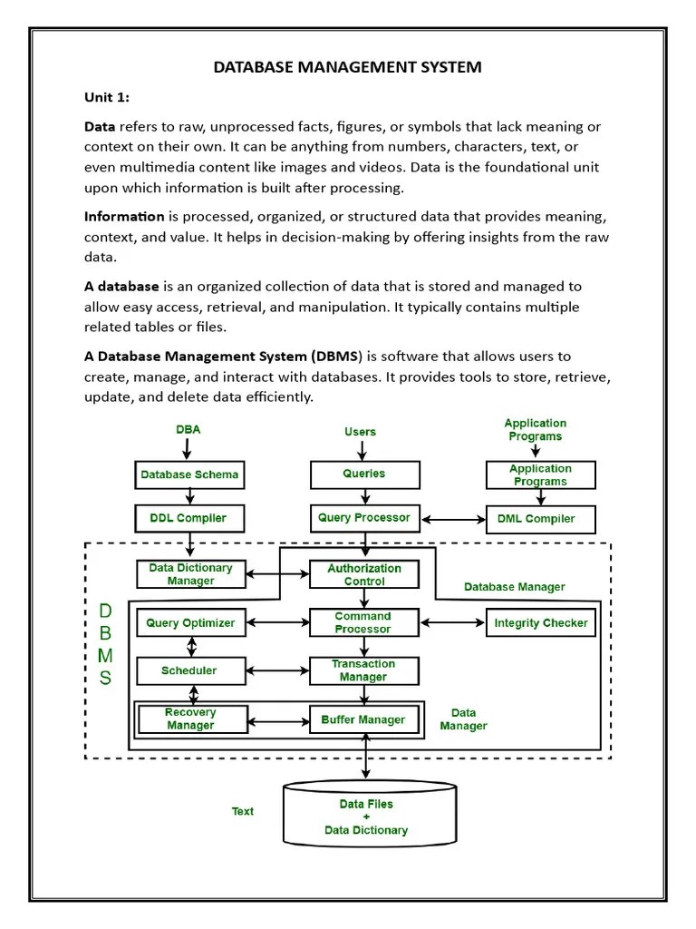 NOTES DBMS | PDF | Databases | Relational Database