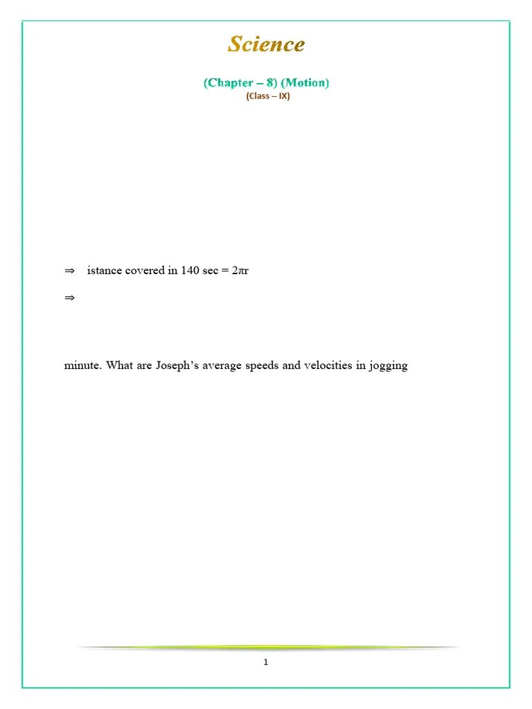 Class 9th Science Motion Chapter | PDF | Acceleration | Speed
