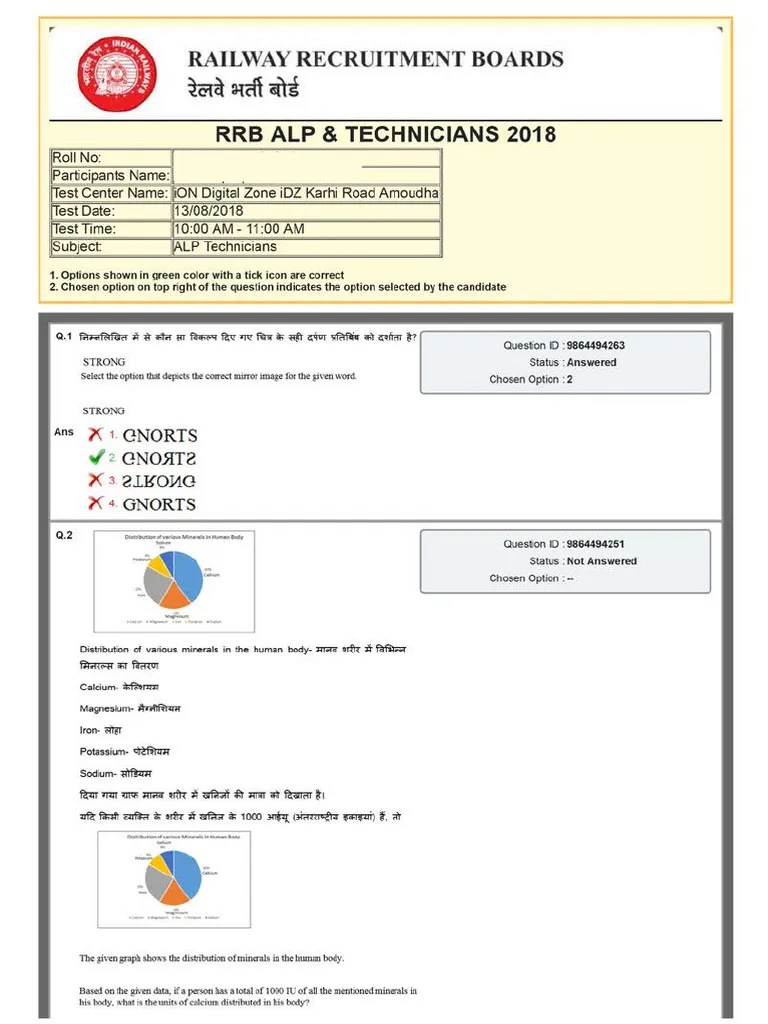 RRB Alp Pyq 13th Aug 2018 Shift 123 | PDF